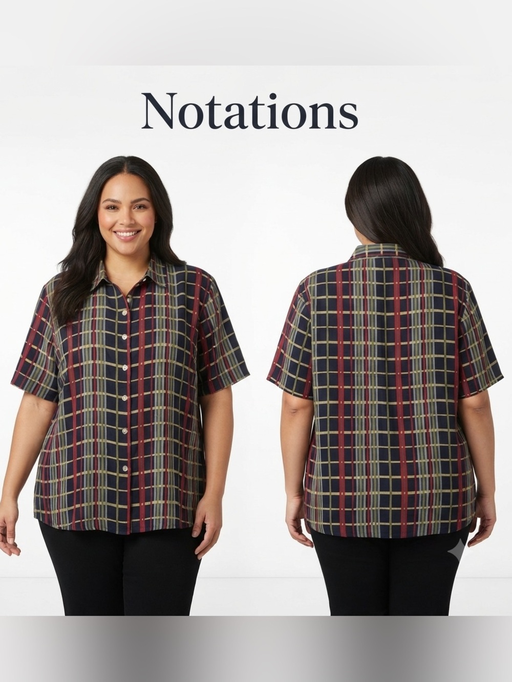Notations Shell Buttons Grid Blouse
